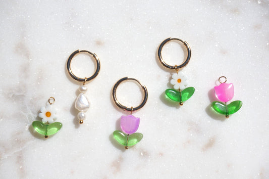 Three hoops interchangerable flower/pearl