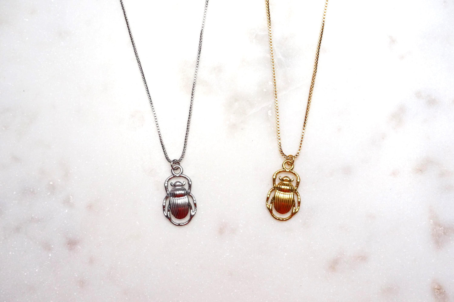 Egyptian Scarab Beetle Gold/Silver Necklace