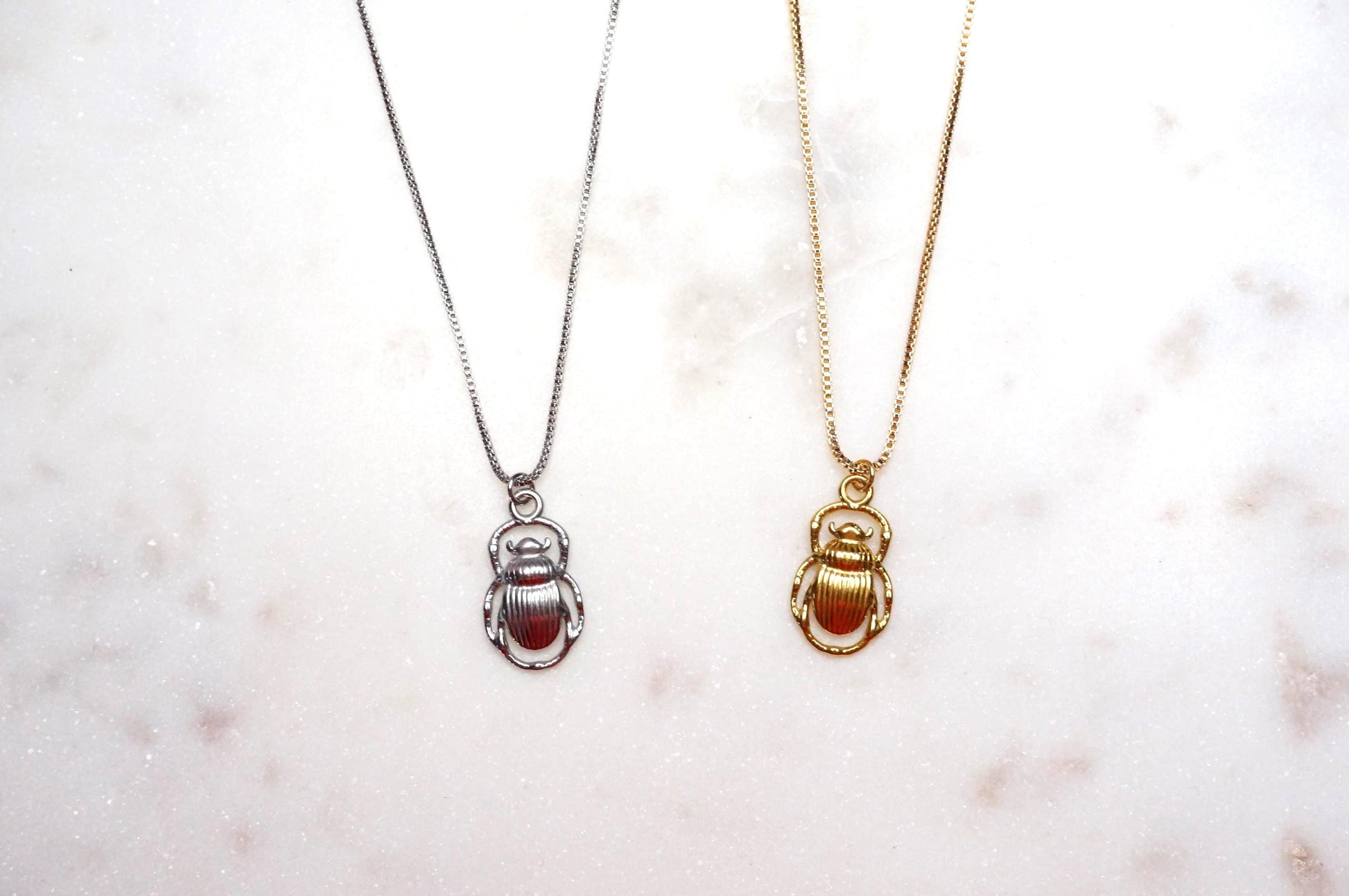 Egyptian Scarab Beetle Gold/Silver Necklace