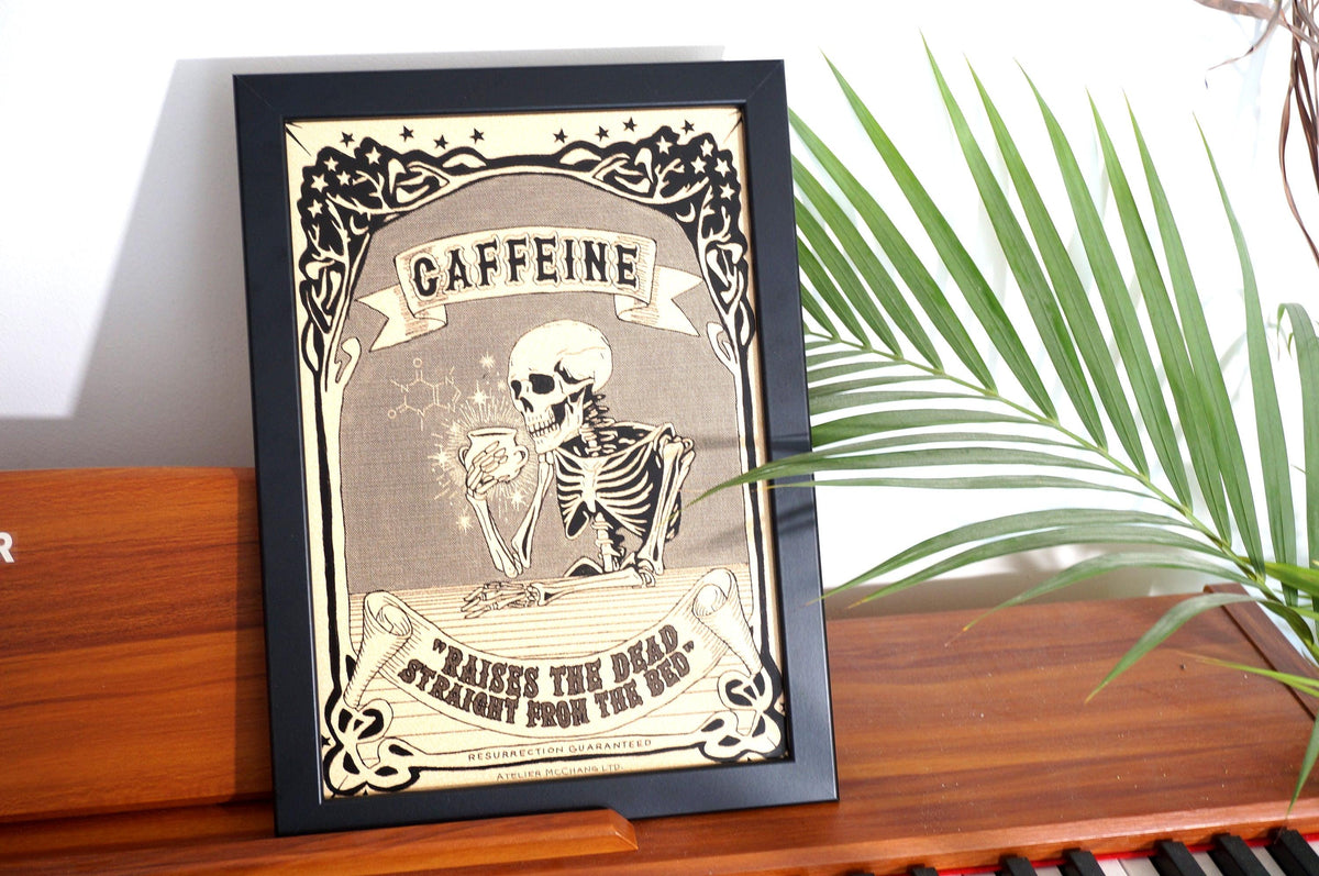 Caffeine Poster / Skeleton Poster / Dark Academia Prints