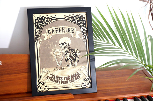Caffeine Poster / Skeleton Poster / Dark Academia Prints