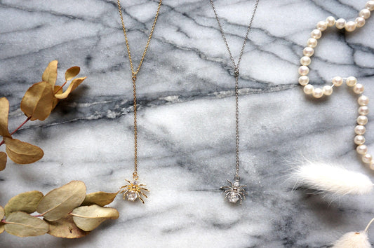 ARAGOG Spider (Gold/Silver) Dainty Lariat Necklace, Dainty y necklace