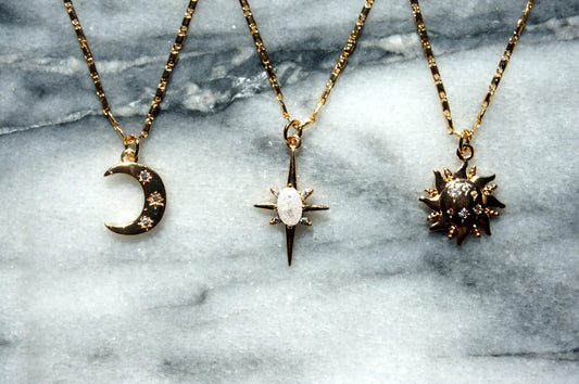 NEBULA Moon/ Star/ Sun Necklace / Celestial Necklaces