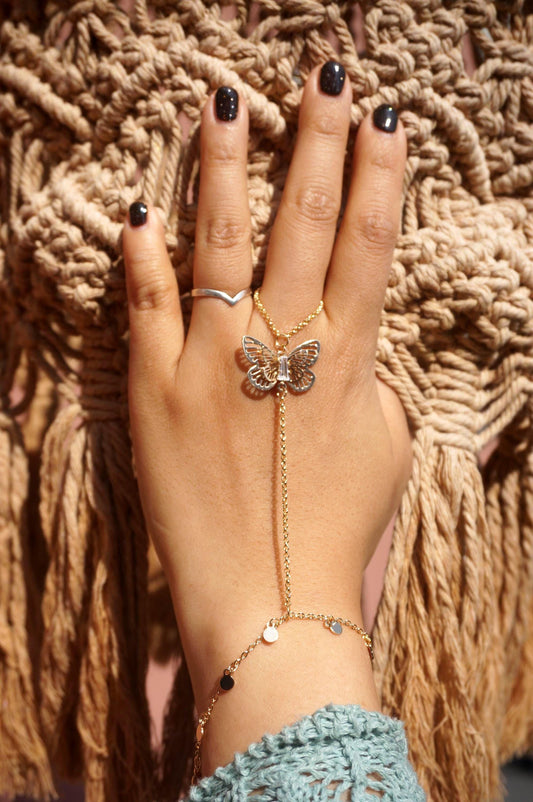 Butterfly gold/silver hand chains / fairy festival hand chain / Fairycore hand chain