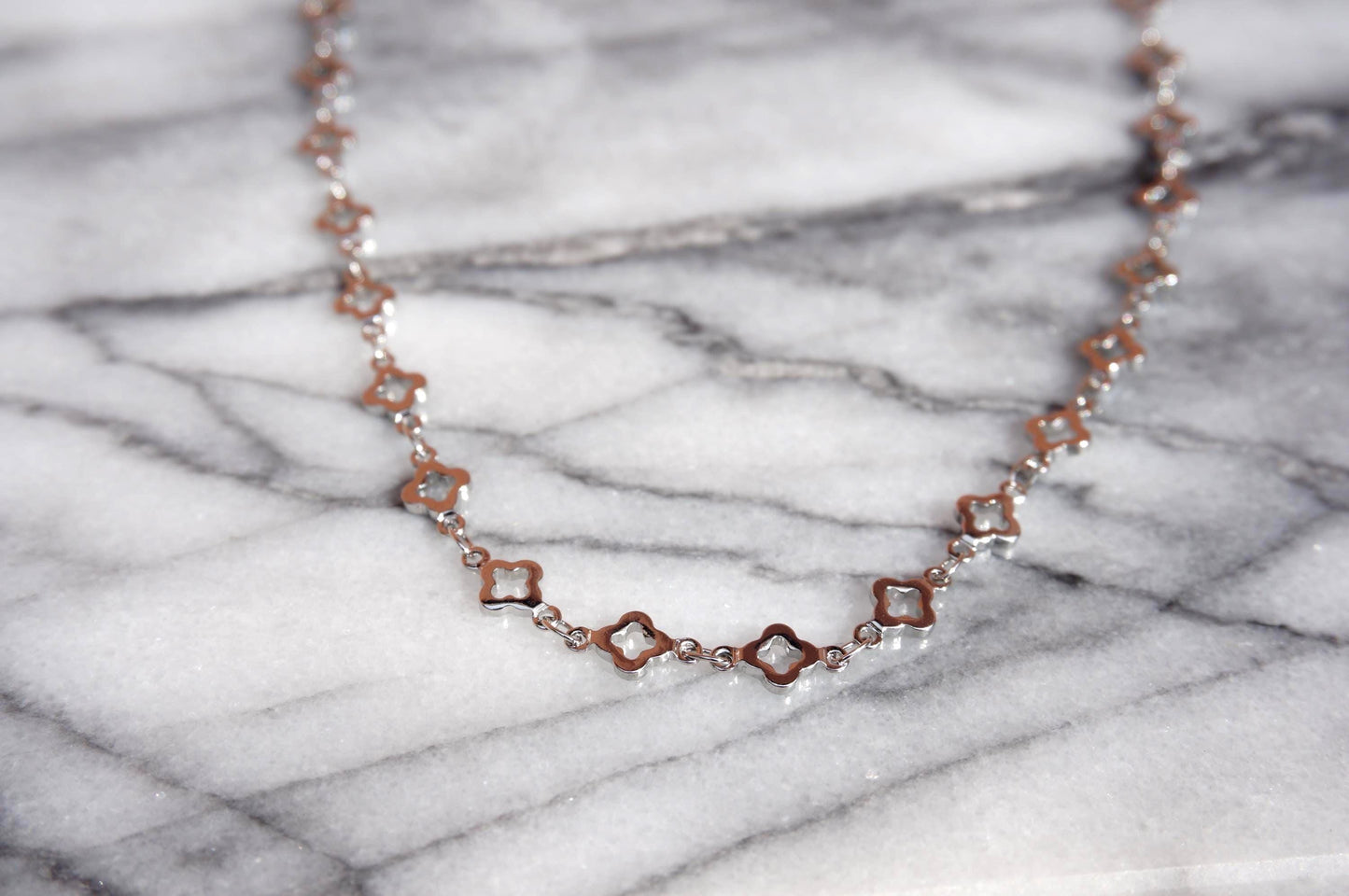 Silver Layering Necklaces Shell/Small frill/clover