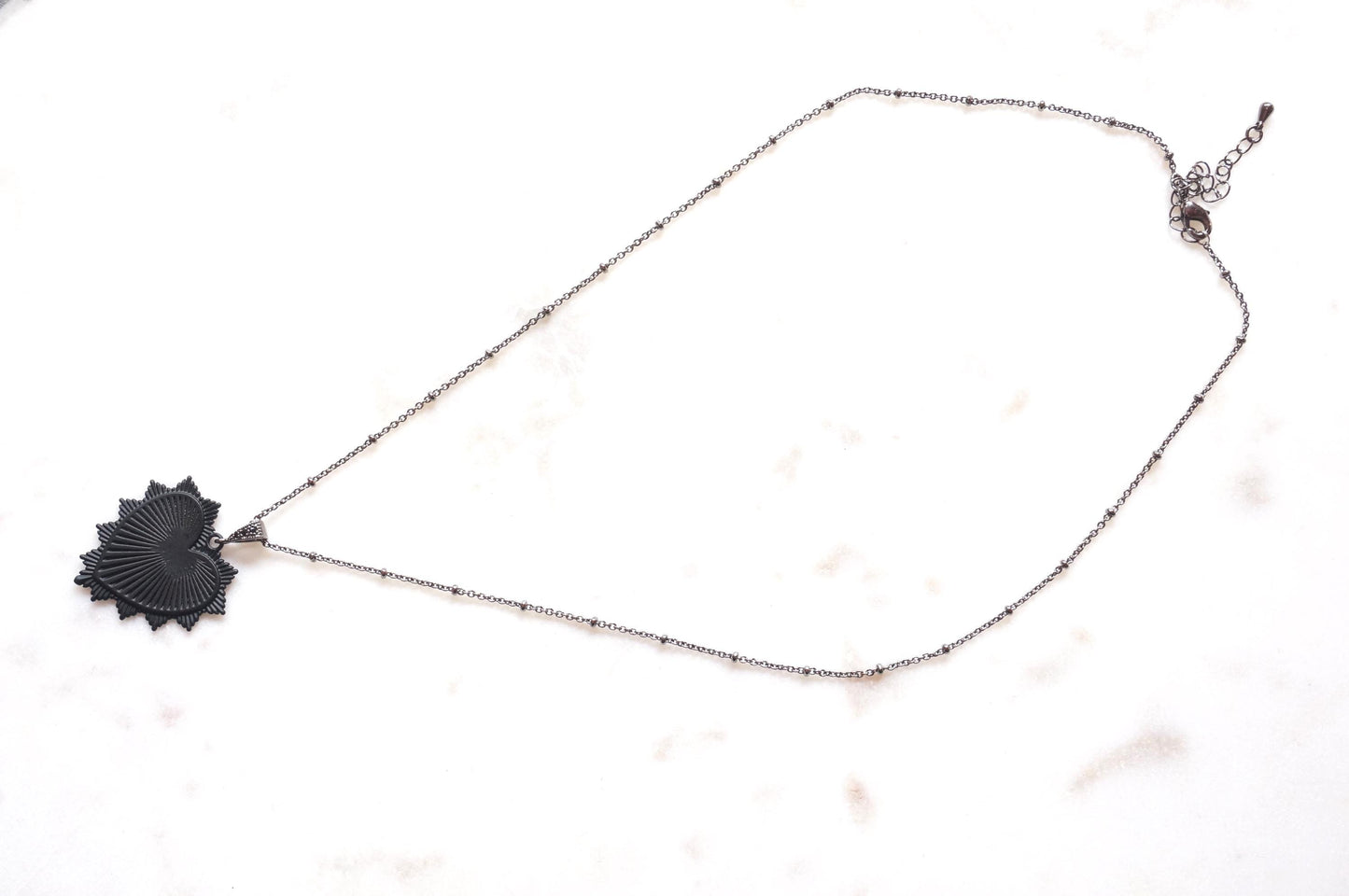 Black Radiant Heart Necklace