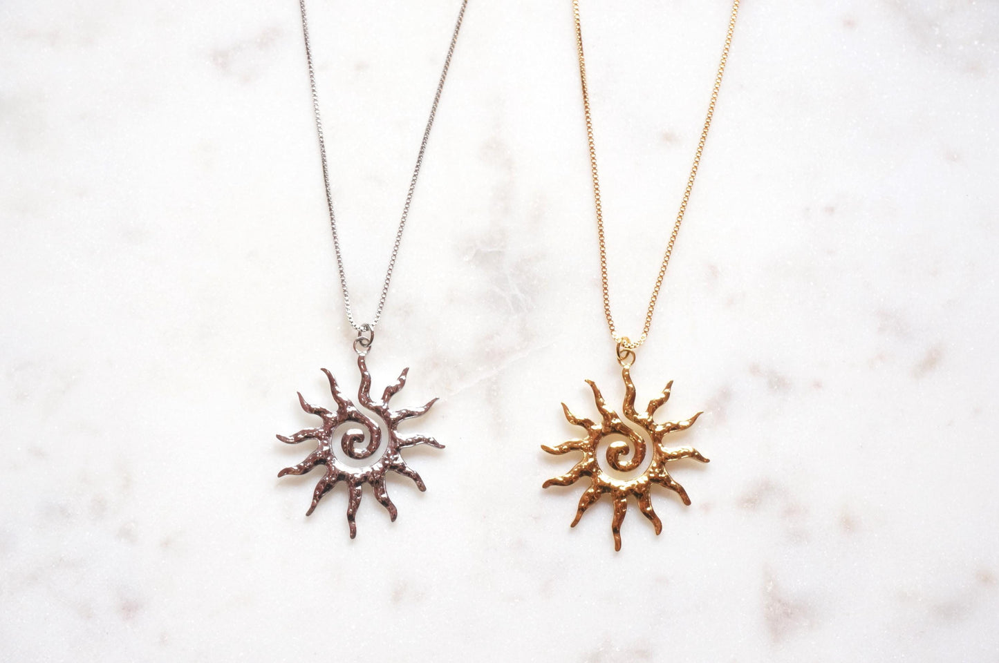 Sun Swirl Pendant Gold/Silver Chain Necklace