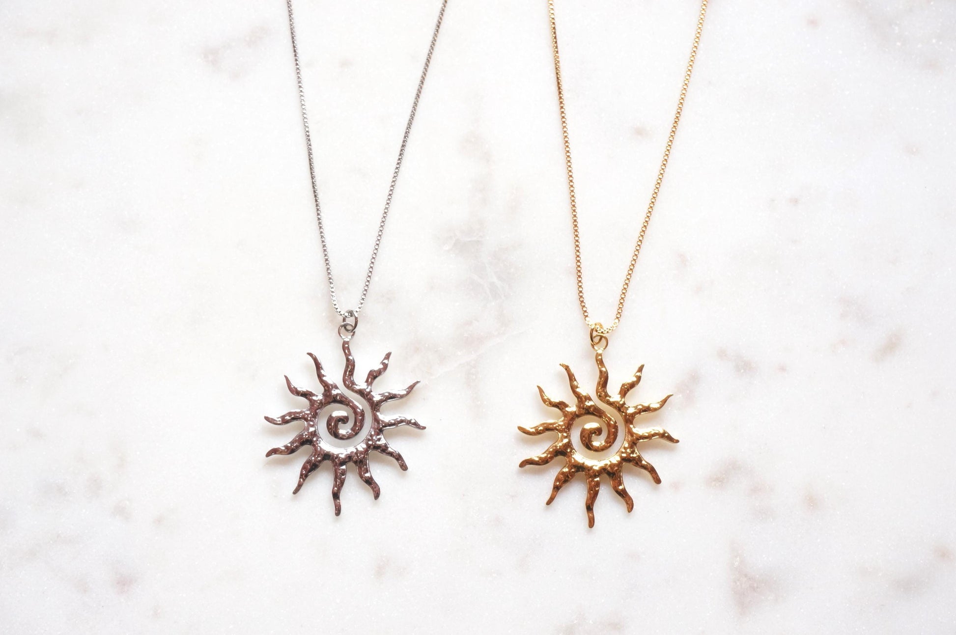 Sun Swirl Pendant Gold/Silver Chain Necklace