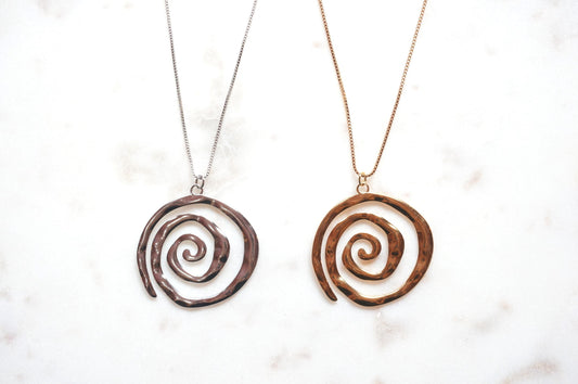 Swirl Pendant Gold/Silver Chain Necklace