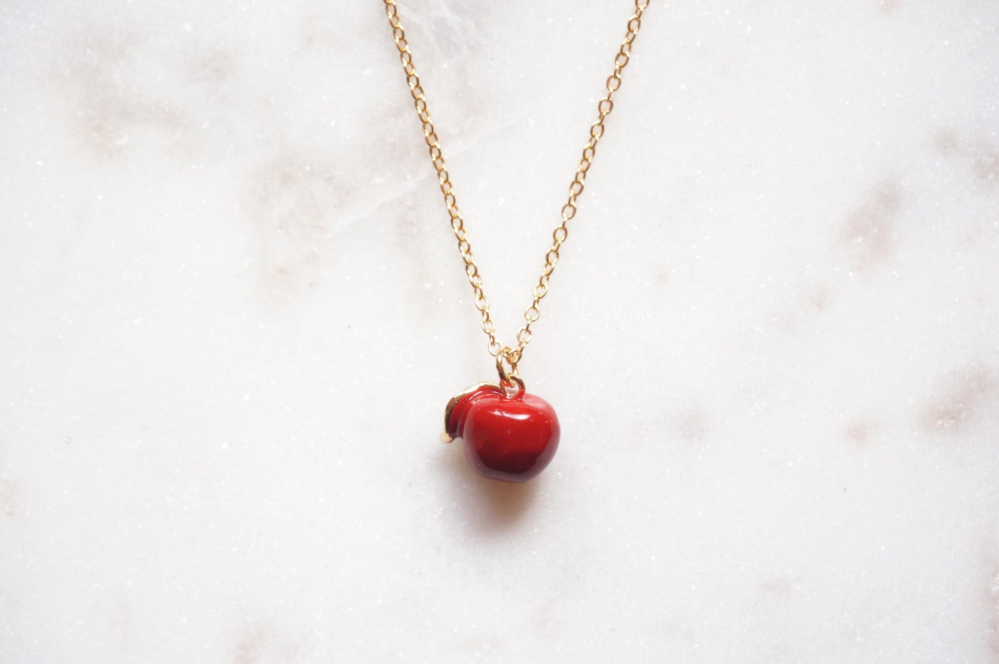 Mela Gold Plated Apple Pendant Necklace / Dainty Apple Necklace