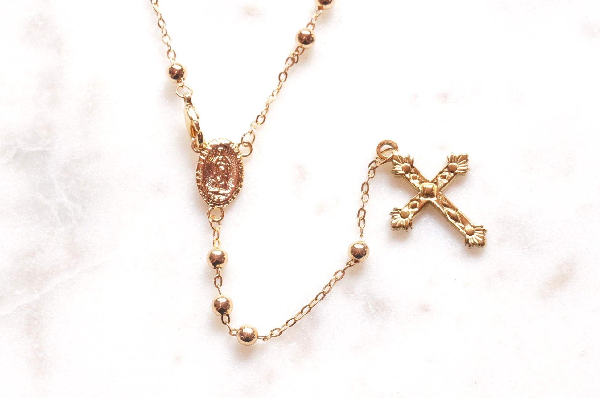 Gold Plated Rosary Style Necklace