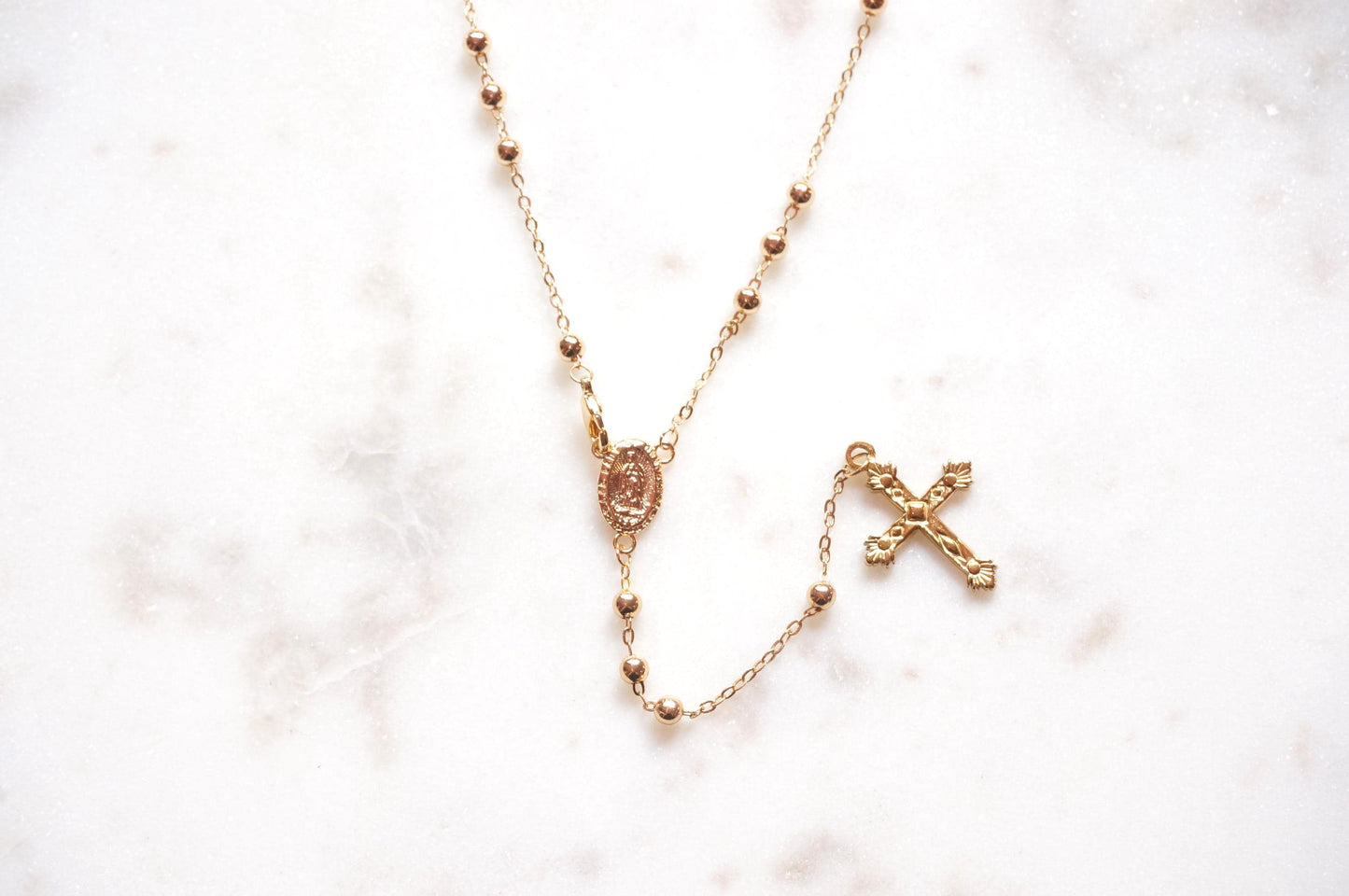 Gold Plated Rosary Style Necklace