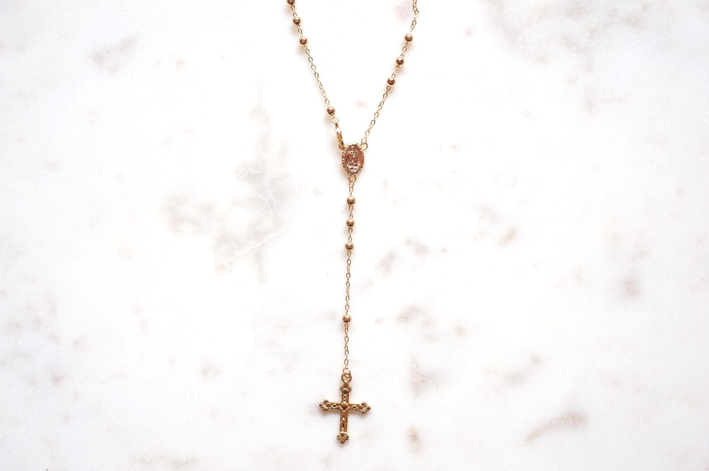 Gold Plated Rosary Style Necklace