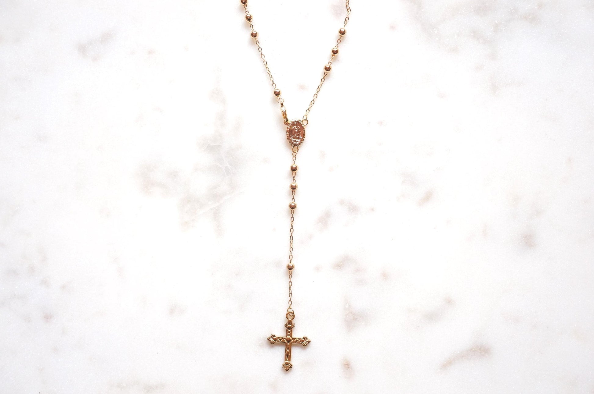 Gold Plated Rosary Style Necklace