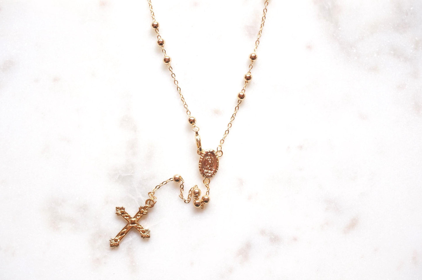 Gold Plated Rosary Style Necklace