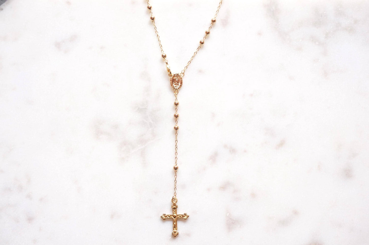 Gold Plated Rosary Style Necklace