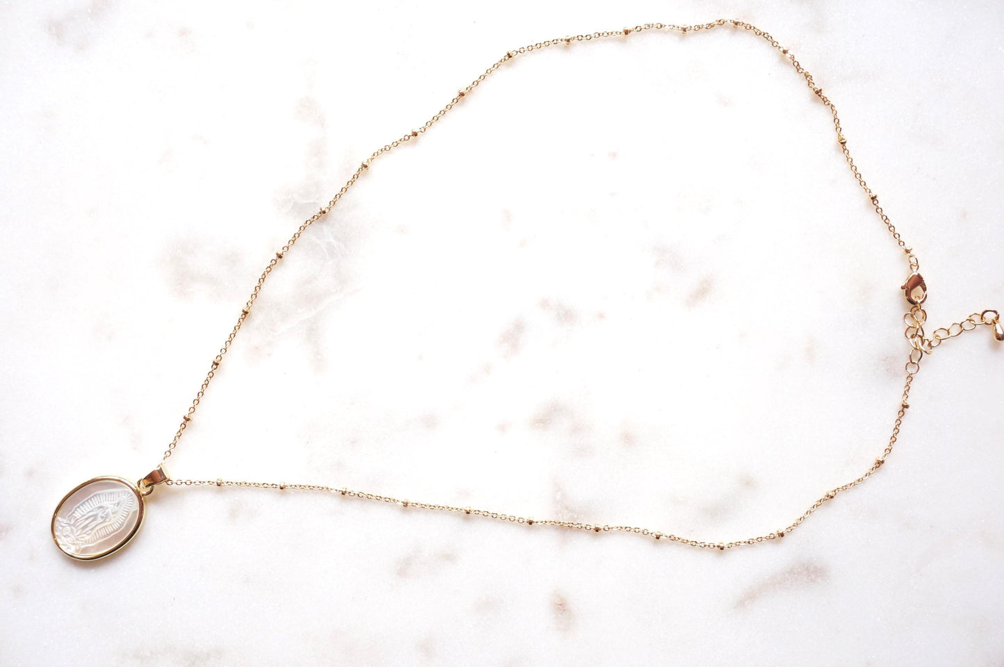 Our Lady of Guadalupe Mother of Pearl Necklace