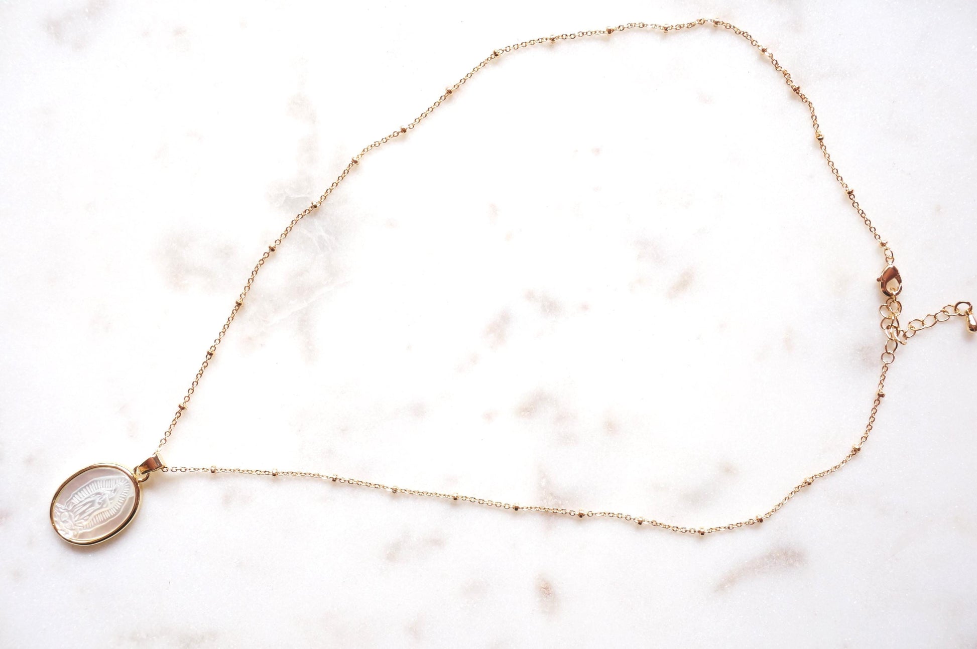 Our Lady of Guadalupe Mother of Pearl Necklace
