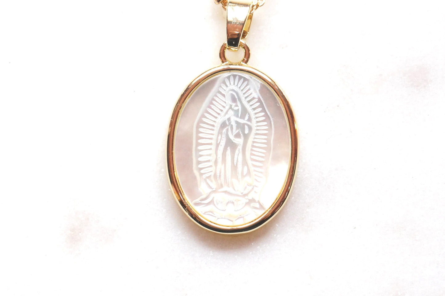 Our Lady of Guadalupe Mother of Pearl Necklace