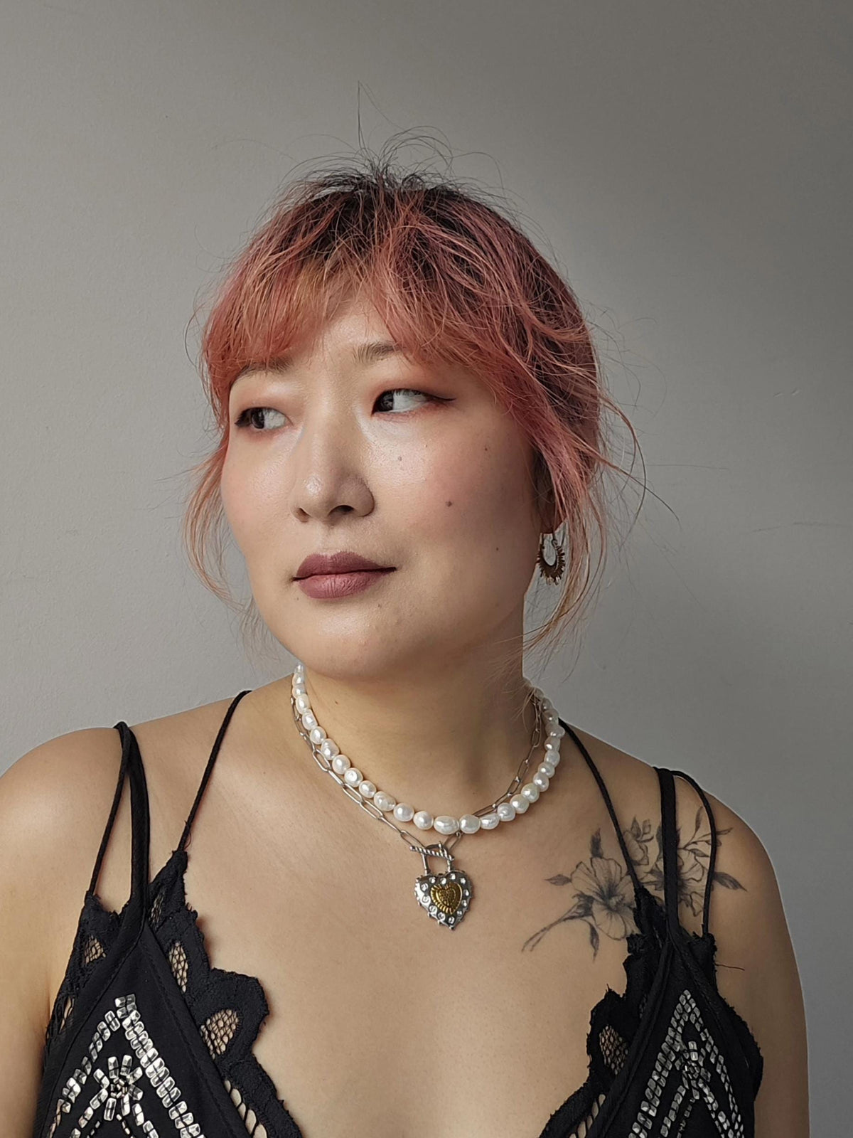 Genuine Baroque Big Pearl Necklace: White and Peacock Black Pearls, 18k Gold Plated Brass Clasp
