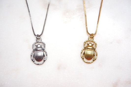 Egyptian Scarab Beetle Gold/Silver Necklace