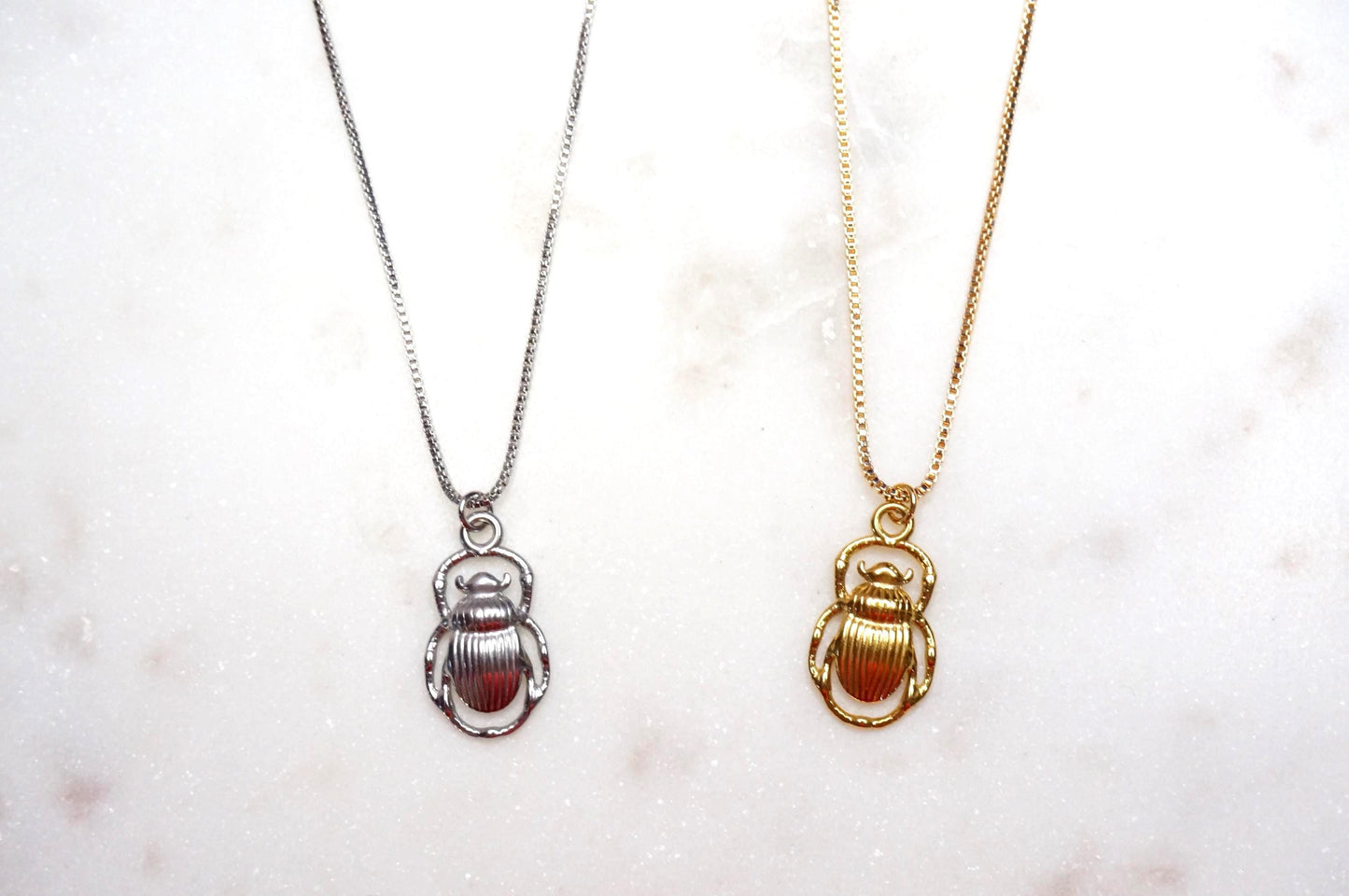 Egyptian Scarab Beetle Gold/Silver Necklace