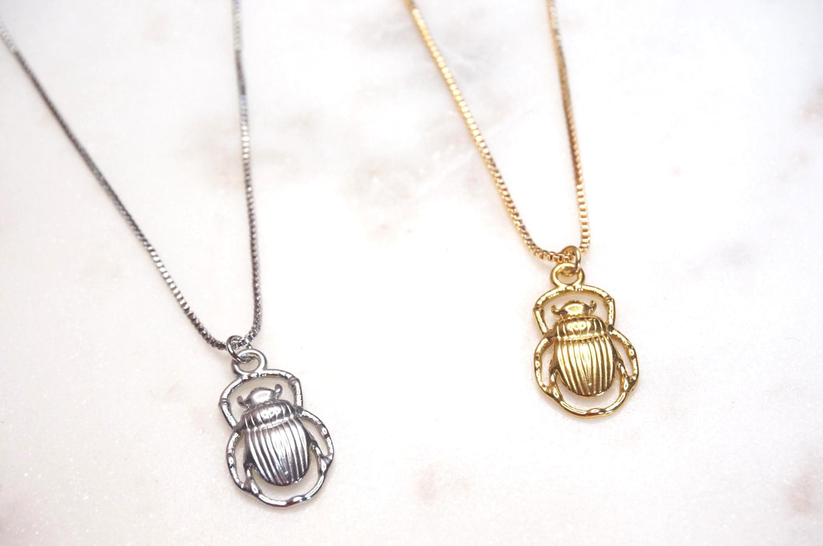 Egyptian Scarab Beetle Gold/Silver Necklace
