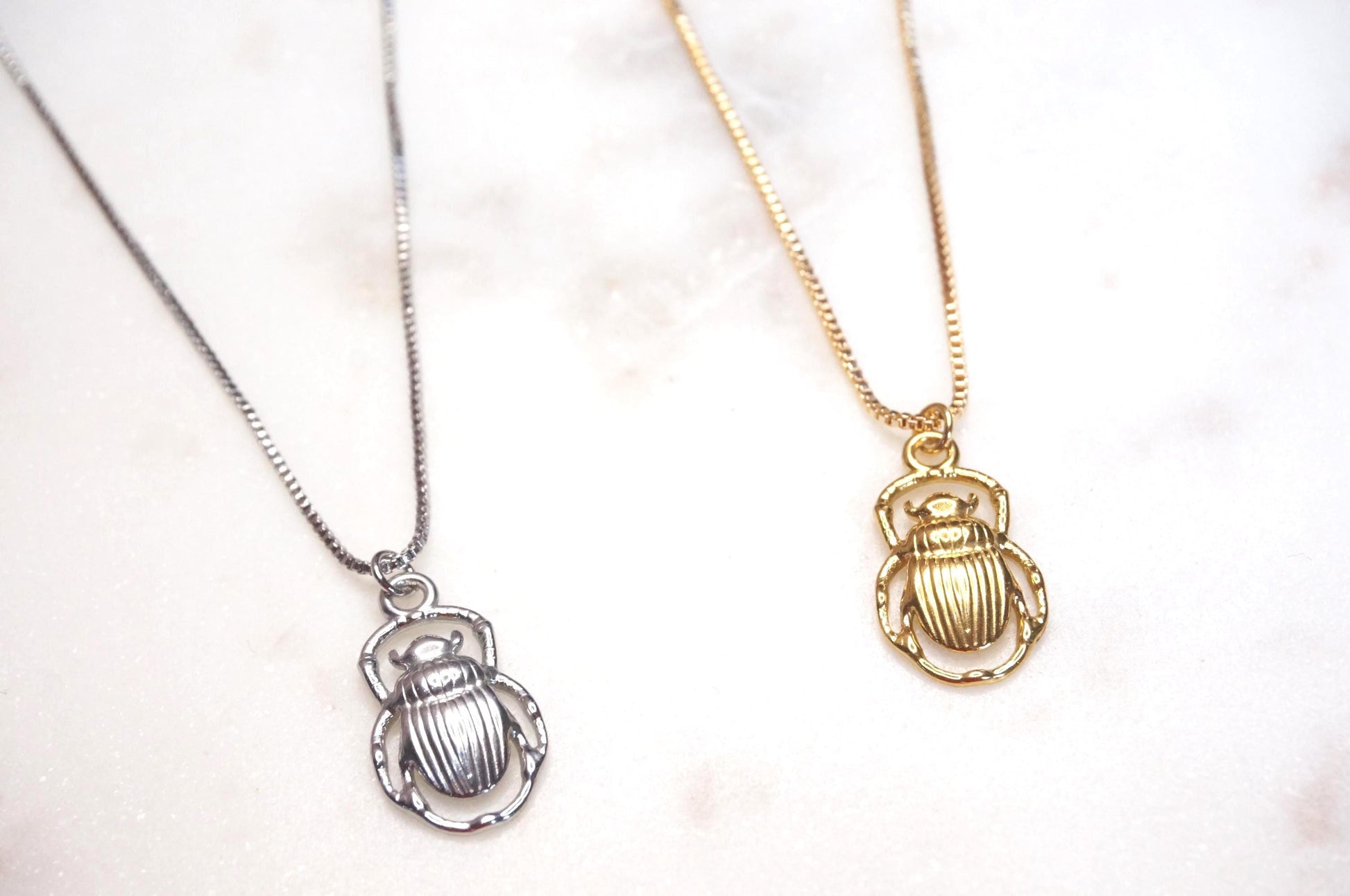 Egyptian Scarab Beetle Gold/Silver Necklace