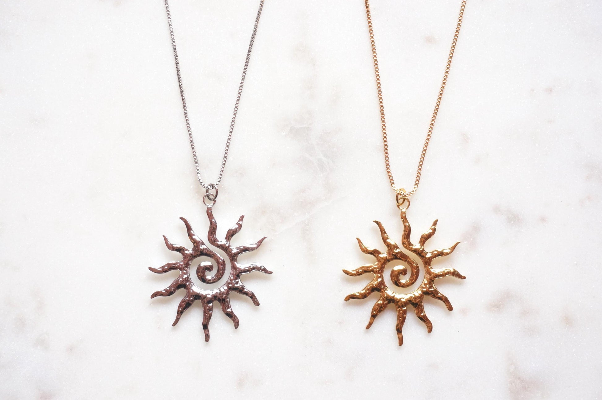 Sun Swirl Pendant Gold/Silver Chain Necklace