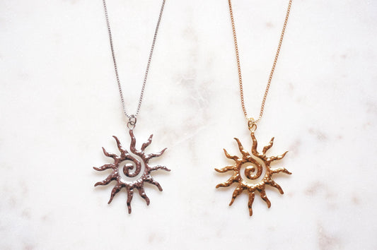 Sun Swirl Pendant Gold/Silver Chain Necklace