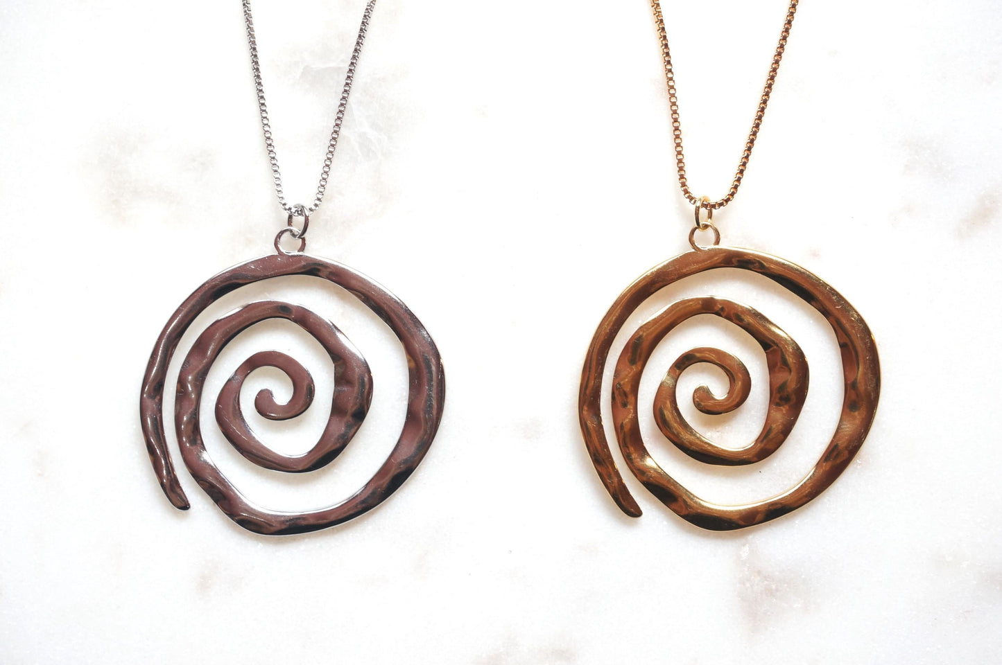 Swirl Pendant Gold/Silver Chain Necklace