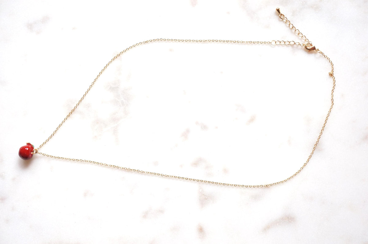 Mela Gold Plated Apple Pendant Necklace / Dainty Apple Necklace