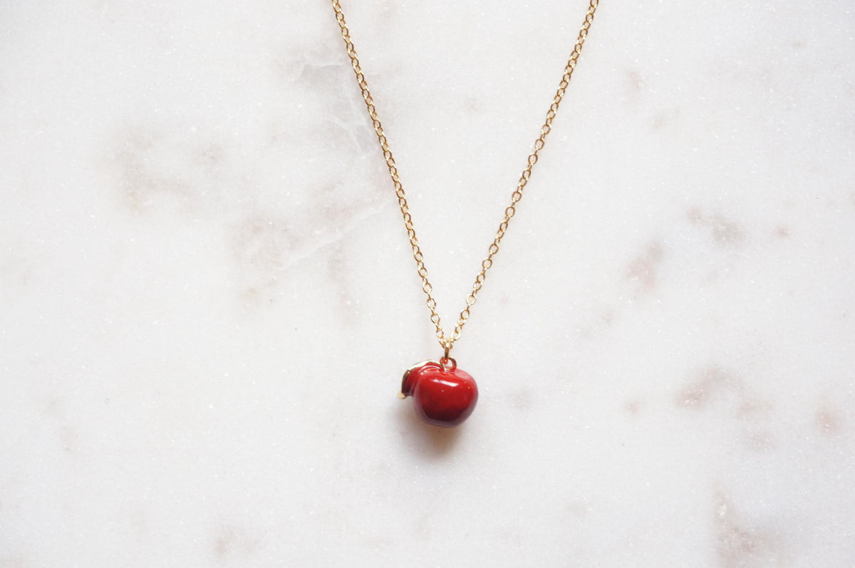 Mela Gold Plated Apple Pendant Necklace / Dainty Apple Necklace