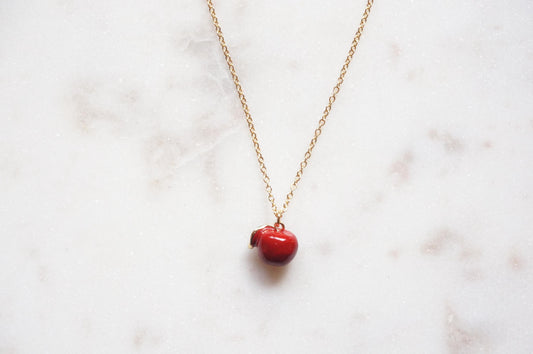 Mela Gold Plated Apple Pendant Necklace / Dainty Apple Necklace