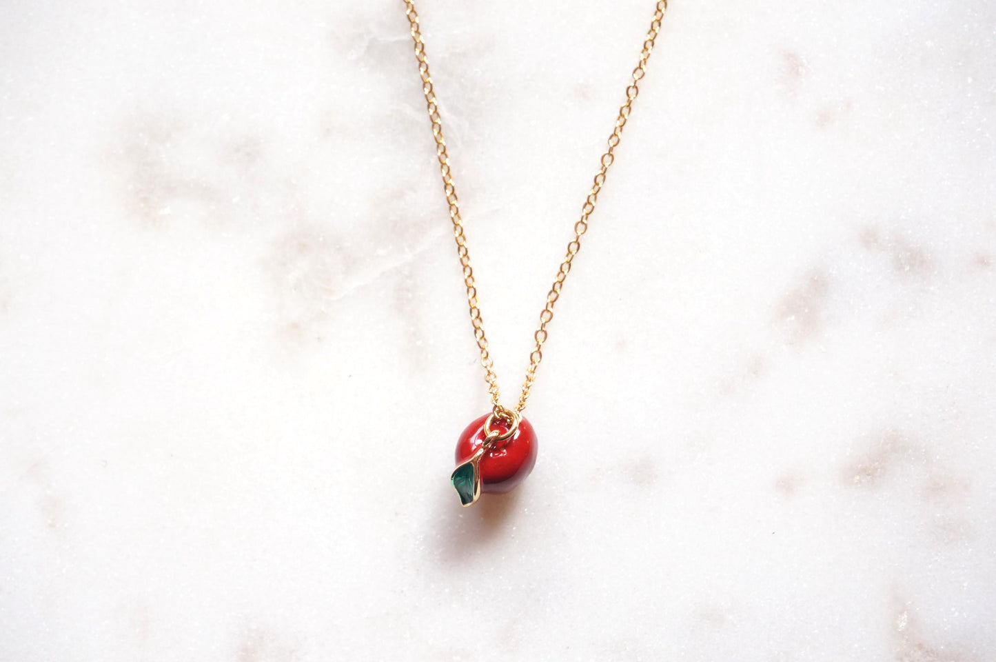 Mela Gold Plated Apple Pendant Necklace / Dainty Apple Necklace