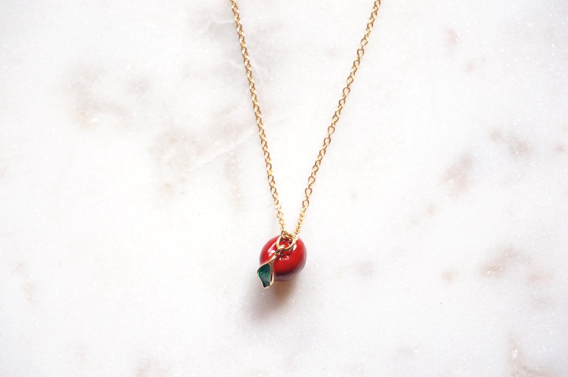 Mela Gold Plated Apple Pendant Necklace / Dainty Apple Necklace