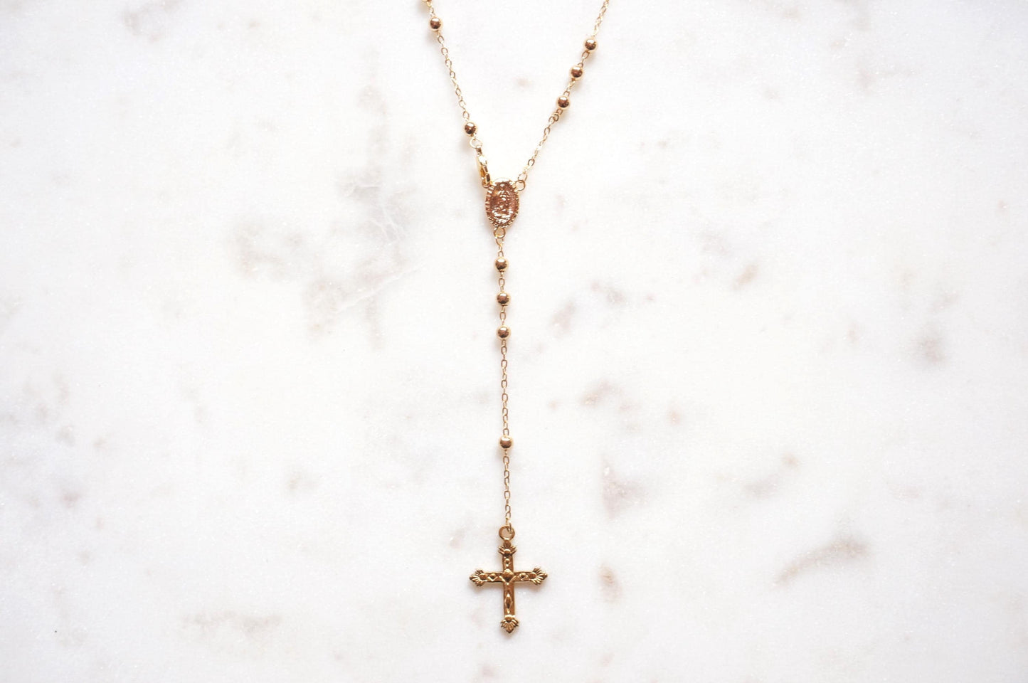 Gold Plated Rosary Style Necklace