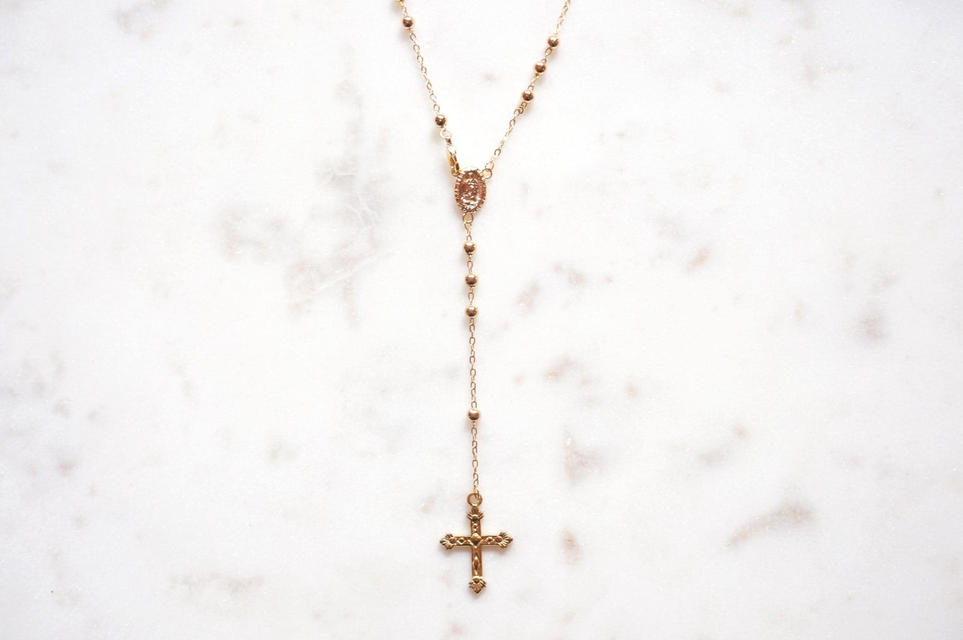 Gold Plated Rosary Style Necklace