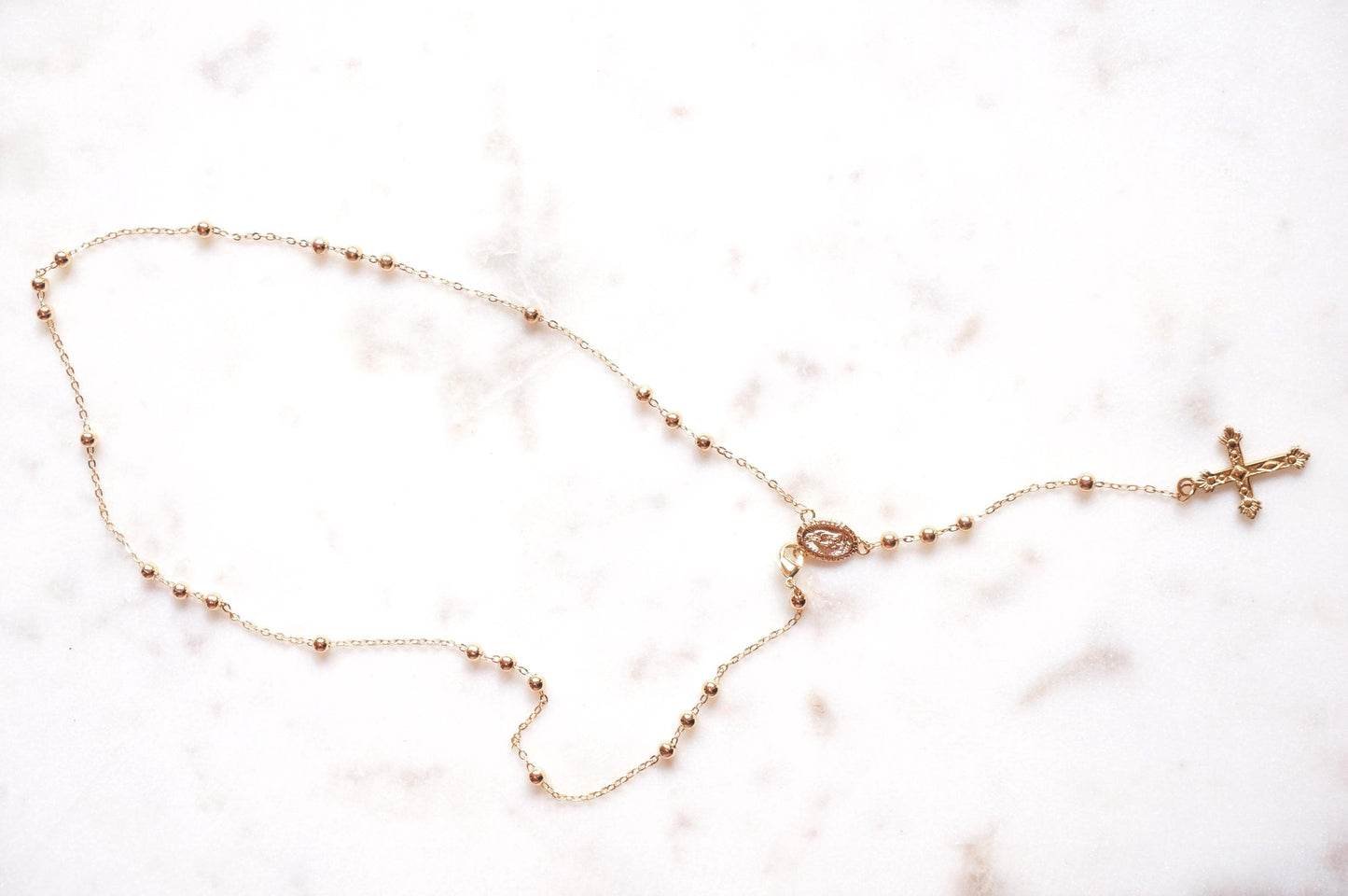 Gold Plated Rosary Style Necklace