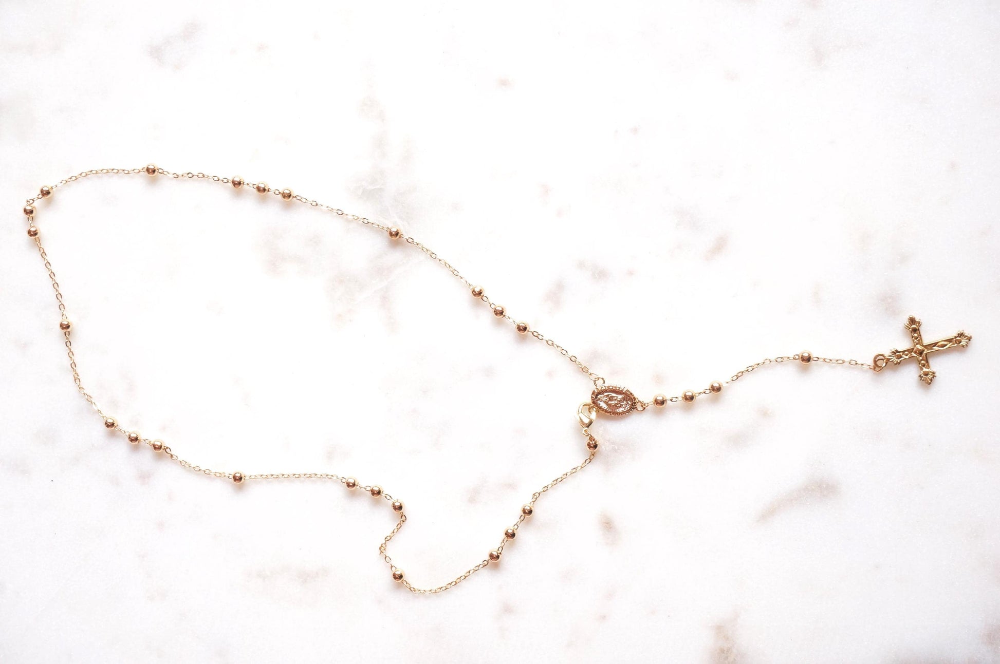 Gold Plated Rosary Style Necklace