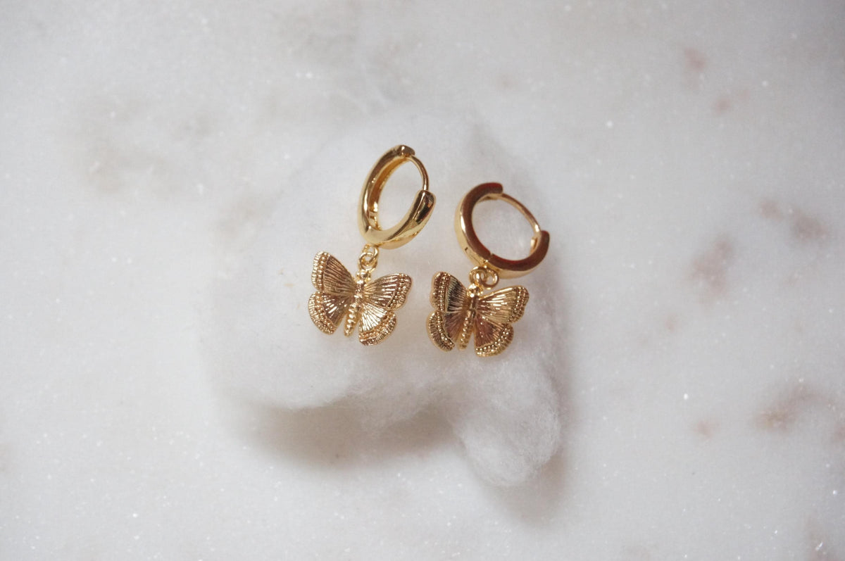 BUMBLE Gold/silver Bee/Butterfly Mix & Match Mini Hoop/Huggie Earrings