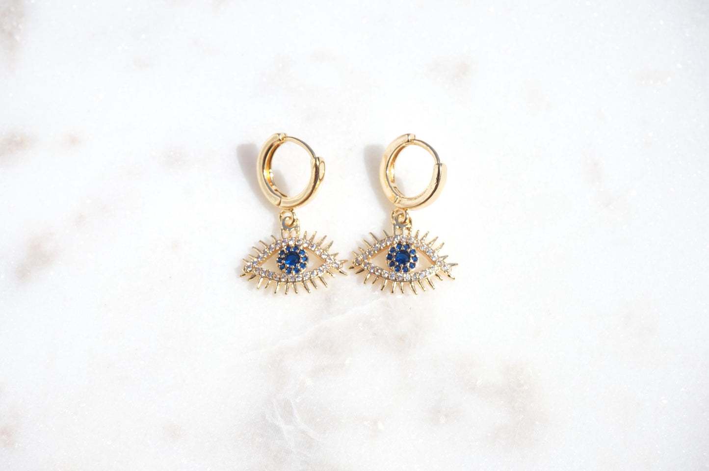 CALYPSO Evil Eye Gold Huggie Hoop Earrings