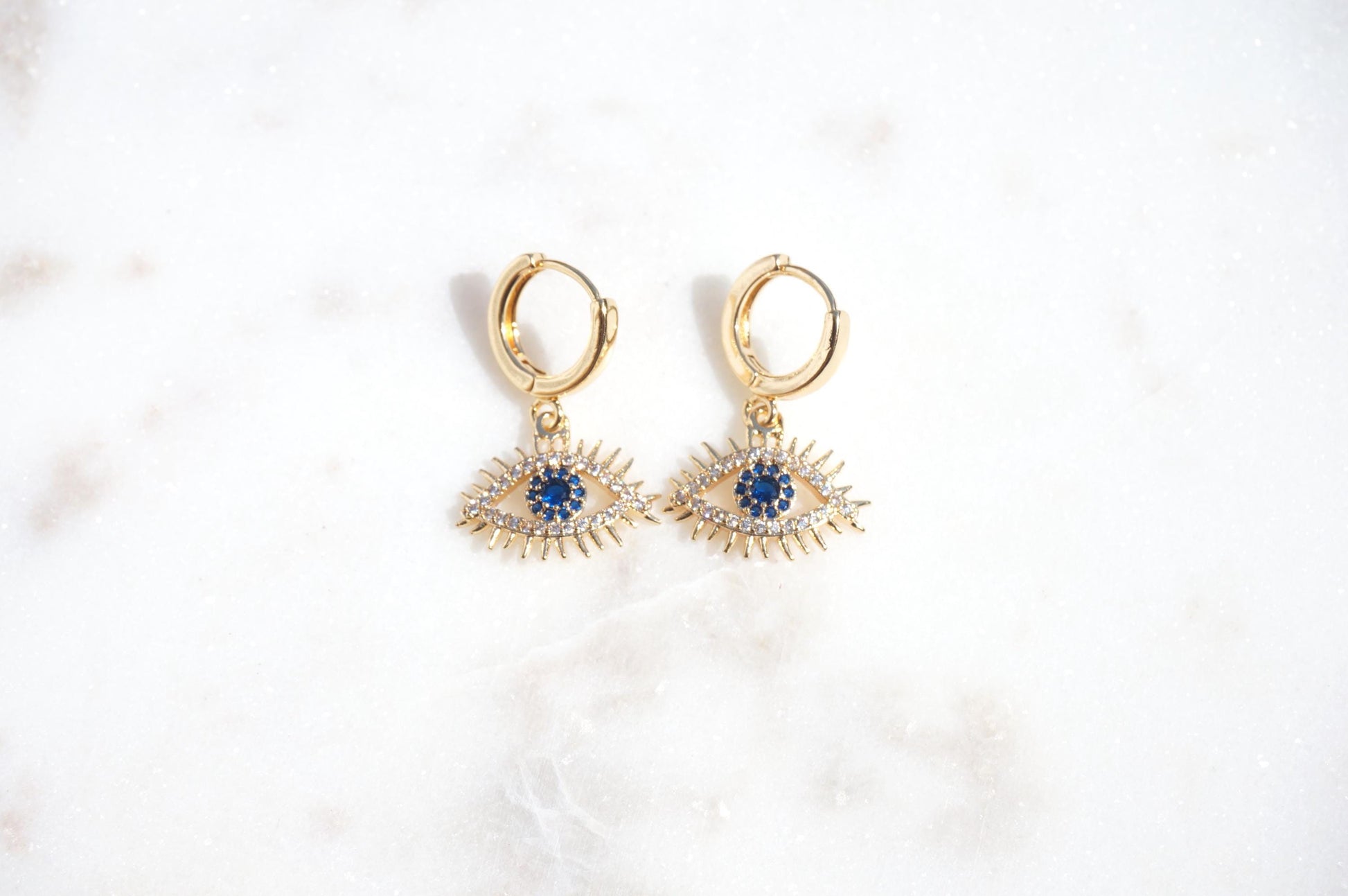 CALYPSO Evil Eye Gold Huggie Hoop Earrings