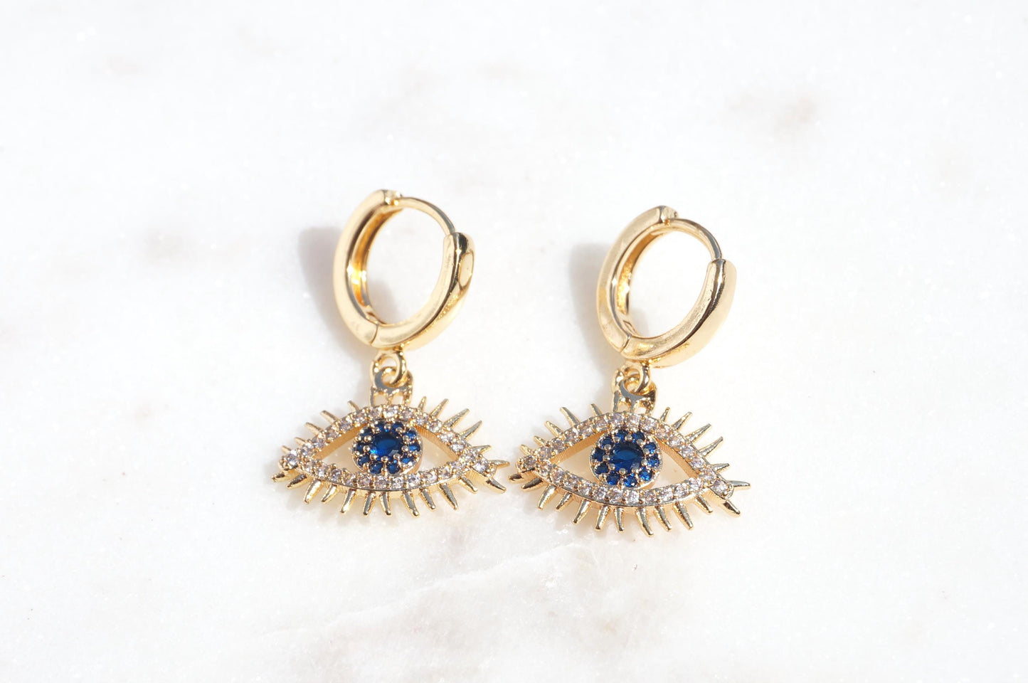 CALYPSO Evil Eye Gold Huggie Hoop Earrings