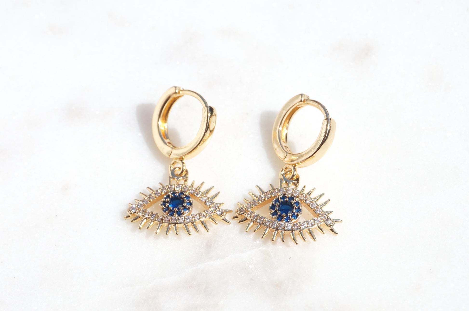 CALYPSO Evil Eye Gold Huggie Hoop Earrings