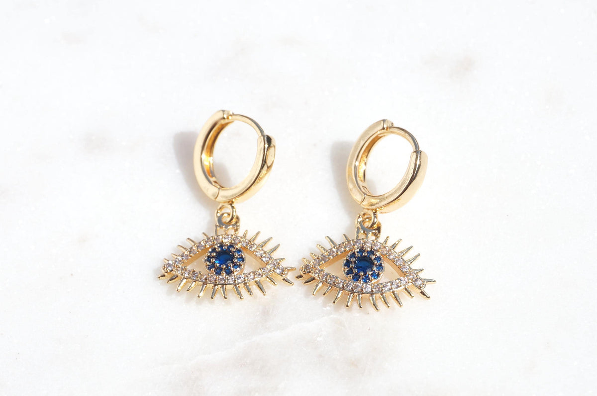 CALYPSO Evil Eye Gold Huggie Hoop Earrings