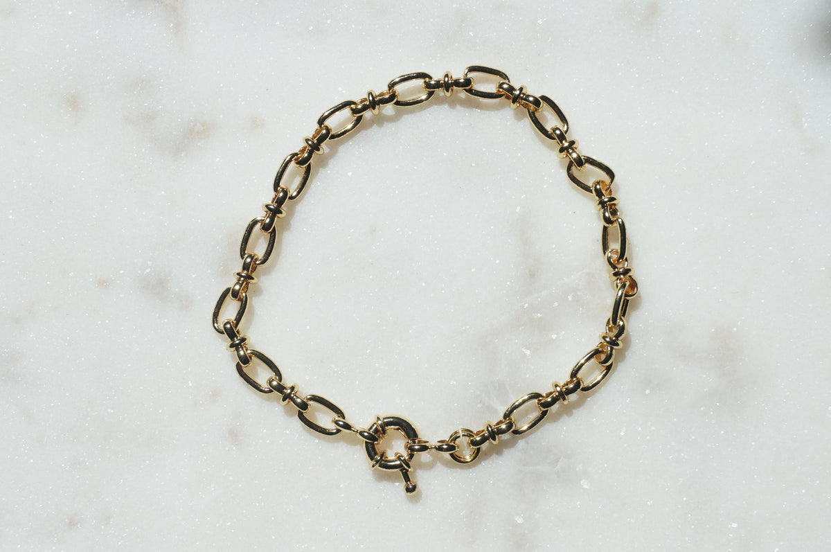 Gold Plated Waterproof Chunky Chain Clasp Bracelet