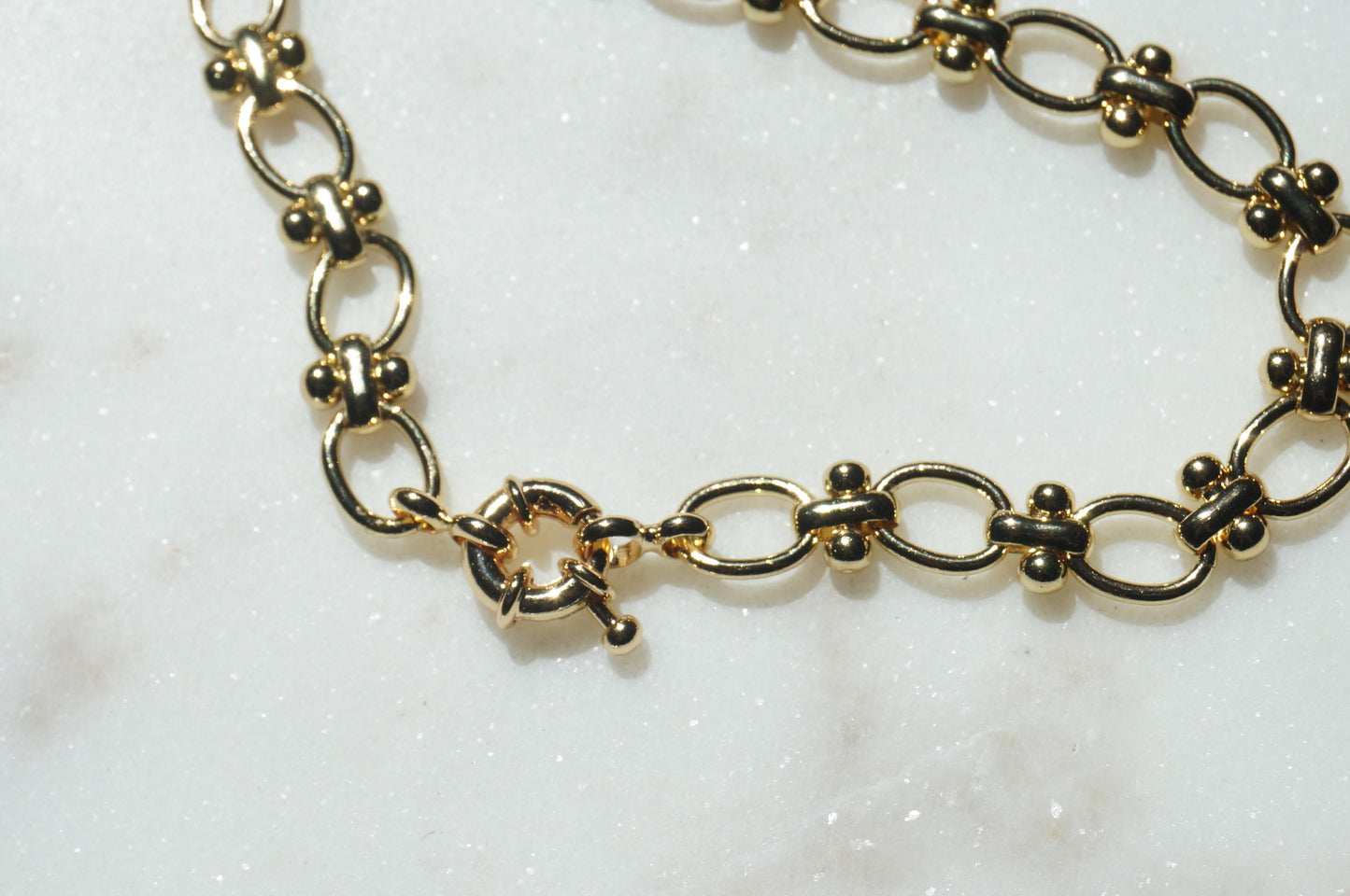 Gold Plated Waterproof Chunky Chain Clasp Bracelet