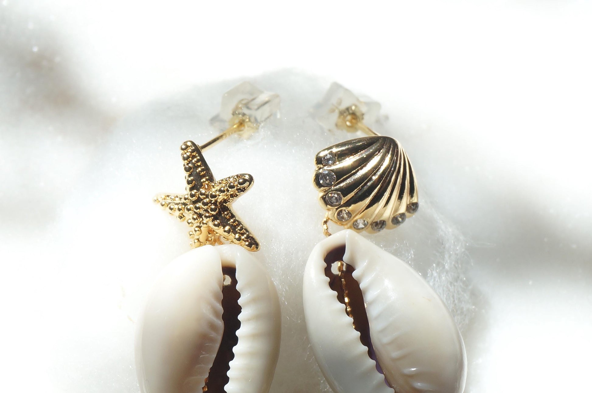 Natural Cowrie Shell Drop Earrings