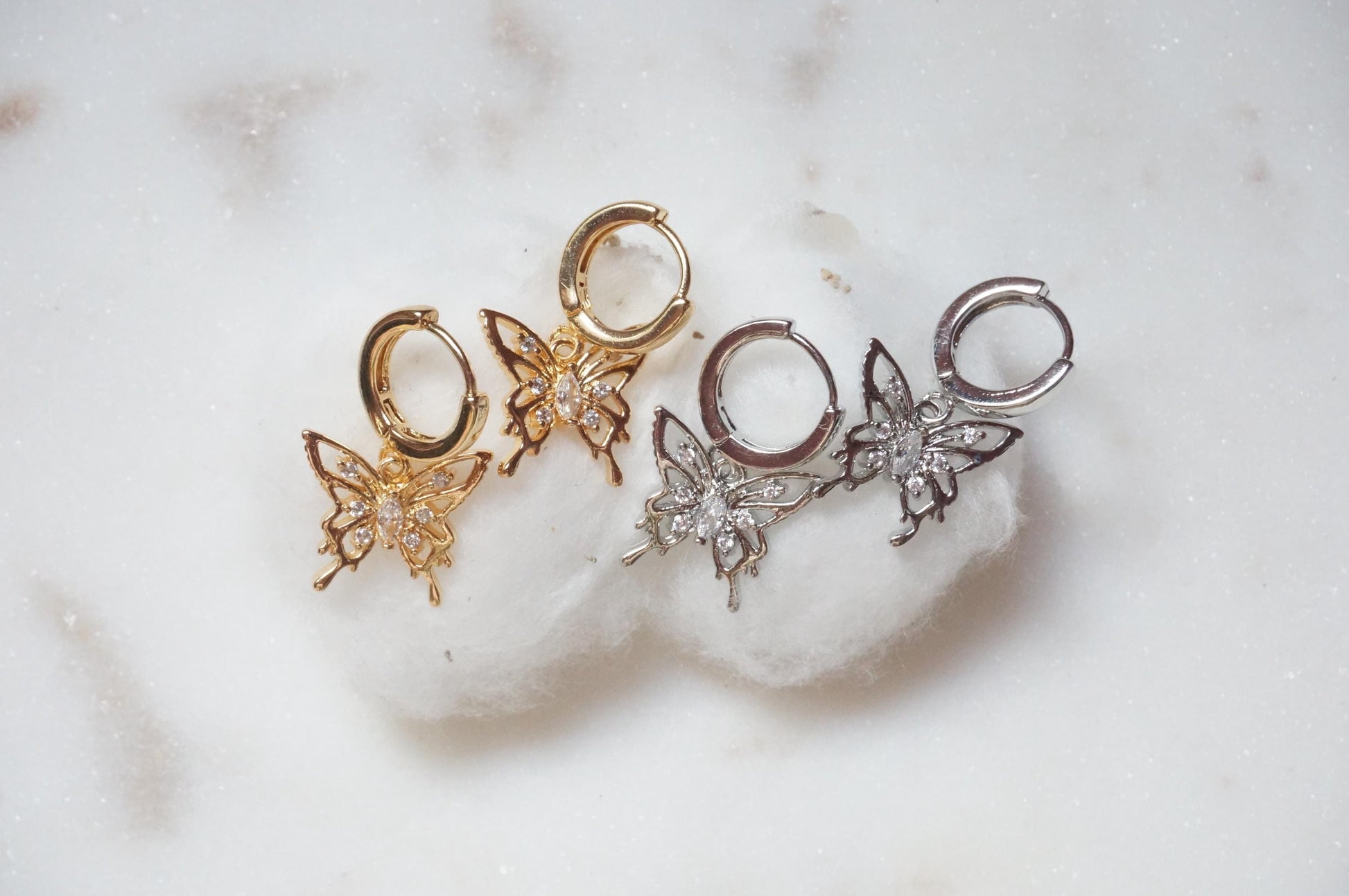 Y2K Gold/Silver Butterfly Earrings Huggies